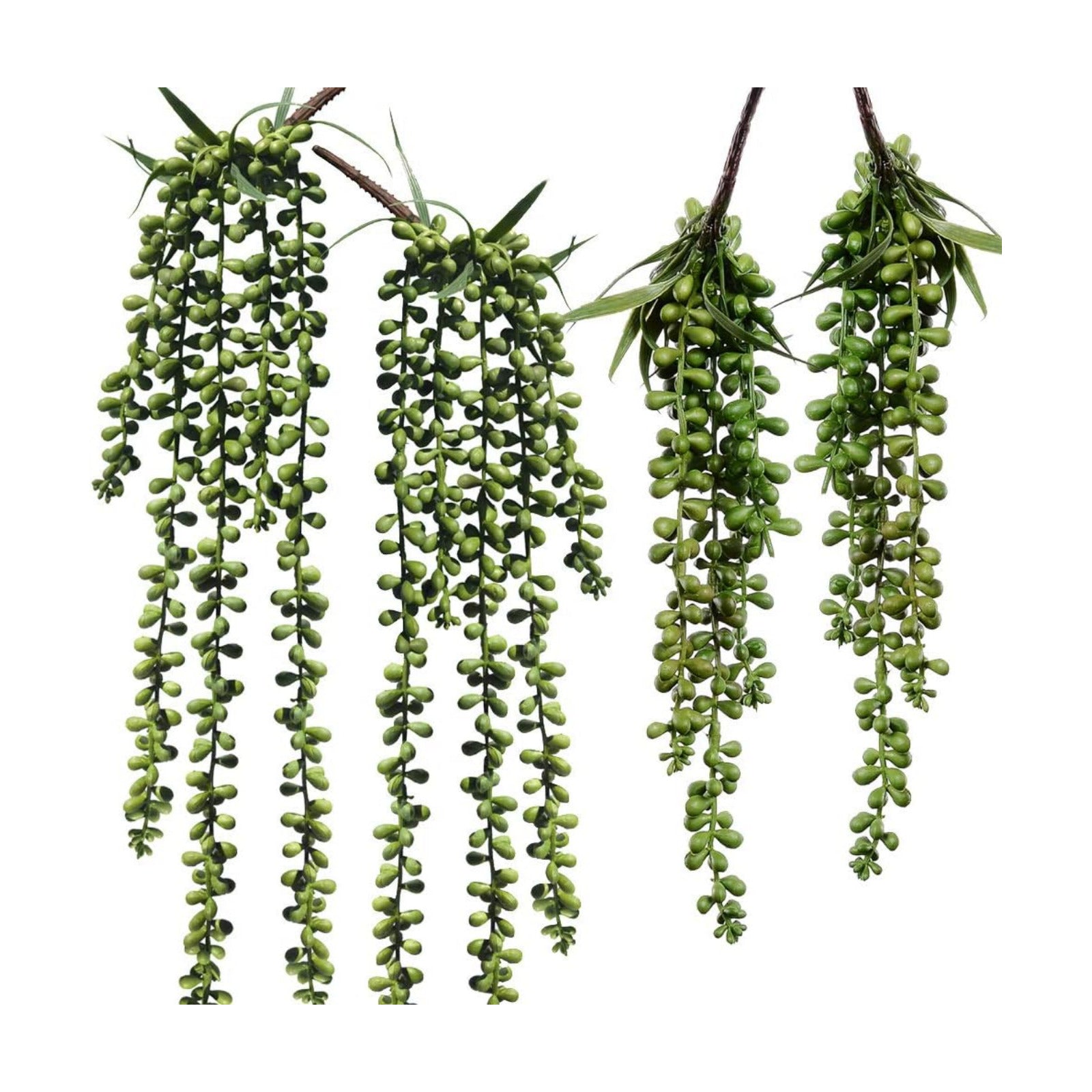Artificial Hanging Succulents Faux Burro's Tail Picks Trailing String of Pearls / Set of 4