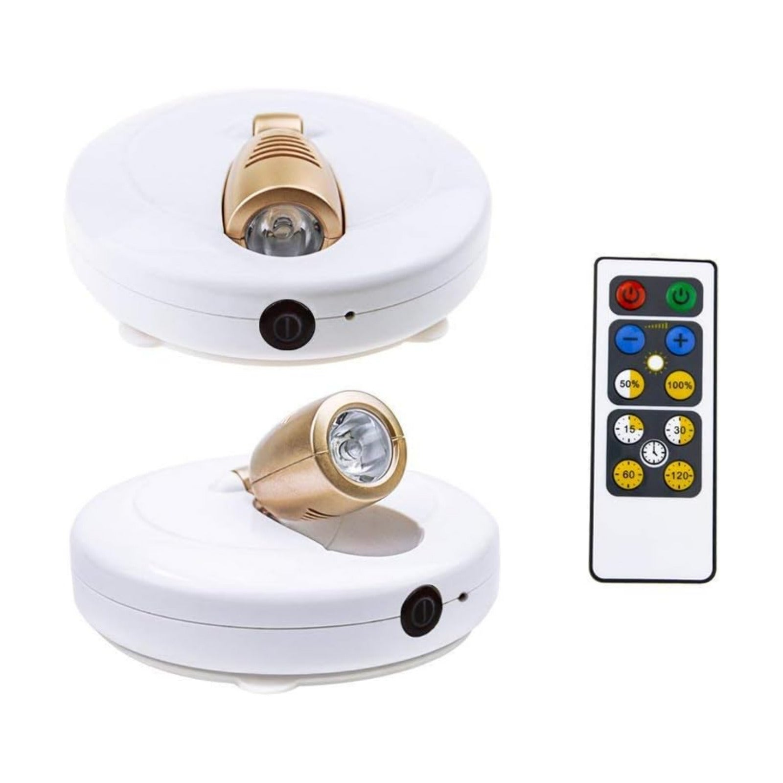 HONWELL LED Spotlight Wireless Accent Lights 2 Pack Battery Powered Warm White Puck Lights with Remote,Under-Cabinet