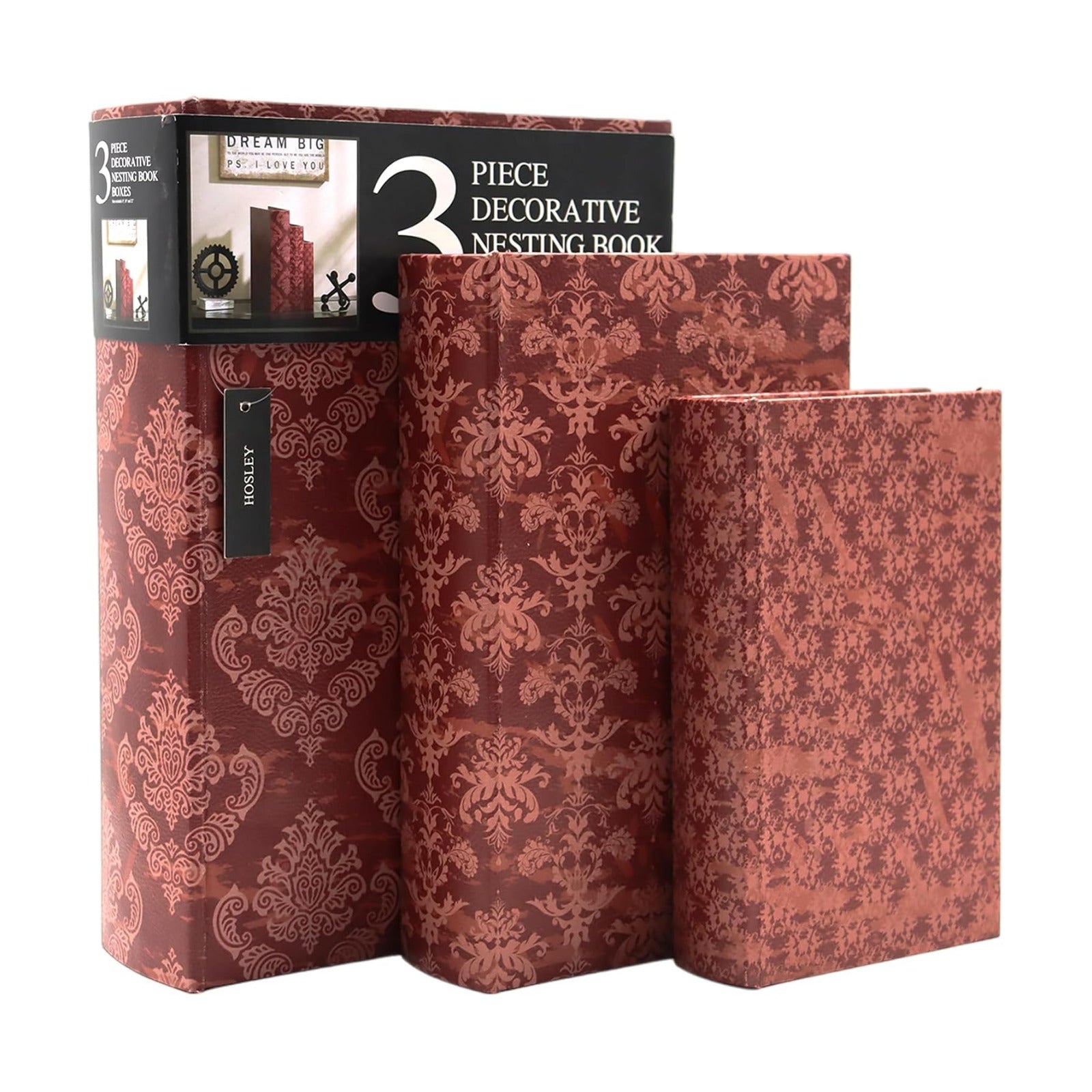 Farmhouse Memory Book Boxes / 1 Unit of 8'' , 10'' & 12'' High / Red / 8 Inch / Set of 3