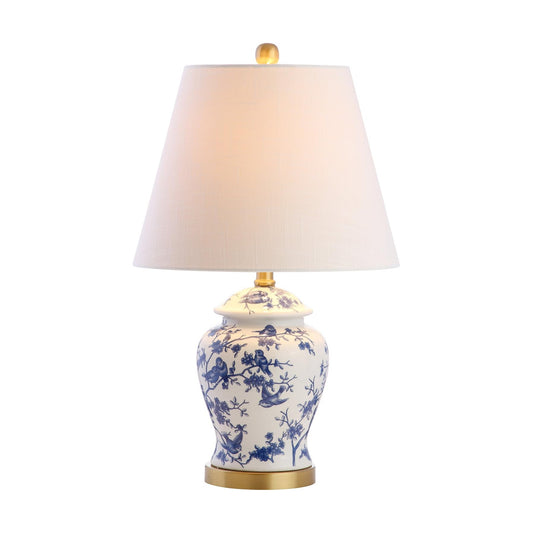 JONATHAN Y Penelope Ginger Jar 22" LED Table Lamp, Blue/White