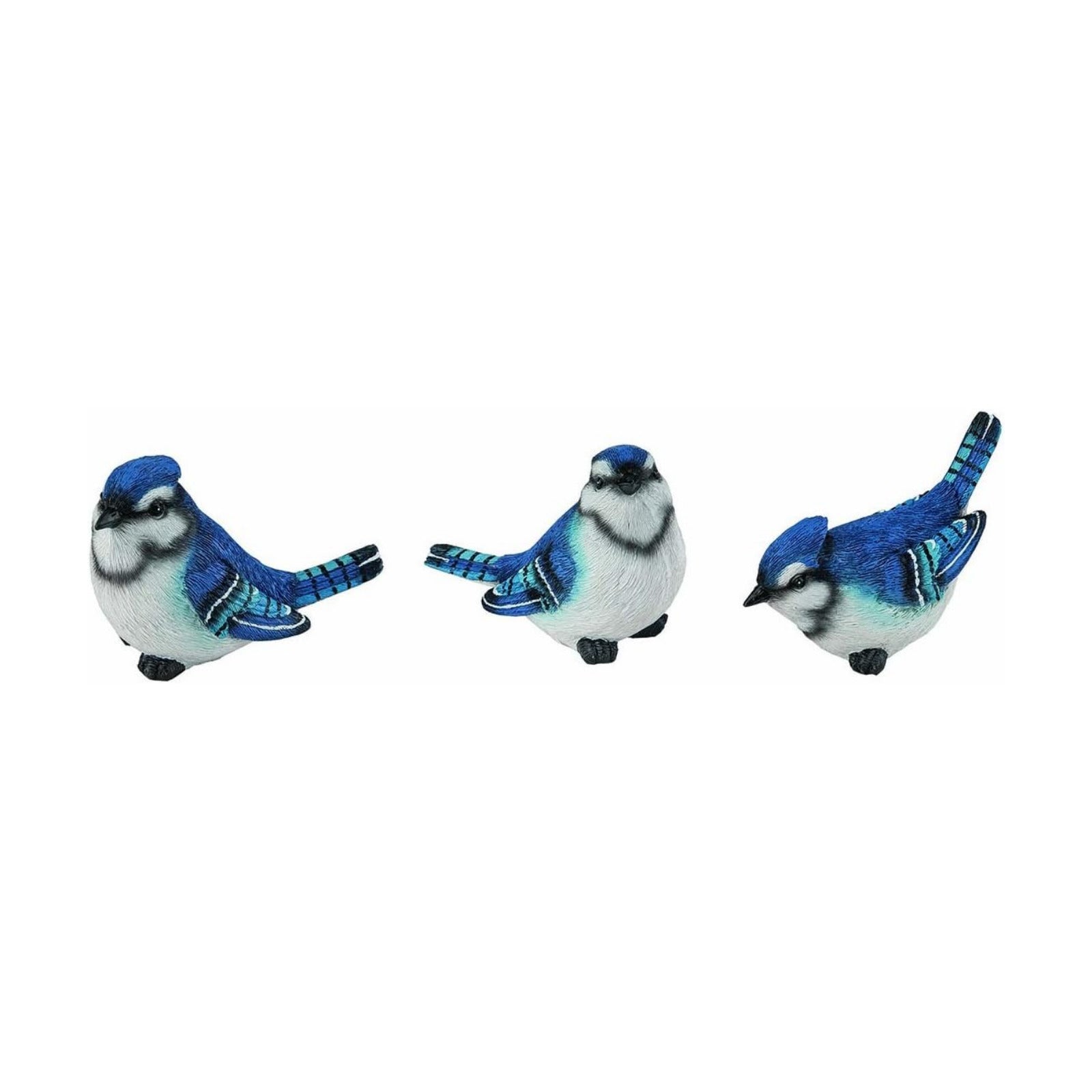 A0883 Perched Vibrant Jay Bird Resin Stone Tabletop Collectible / Blue / 5 x 3.75 / Set of 3