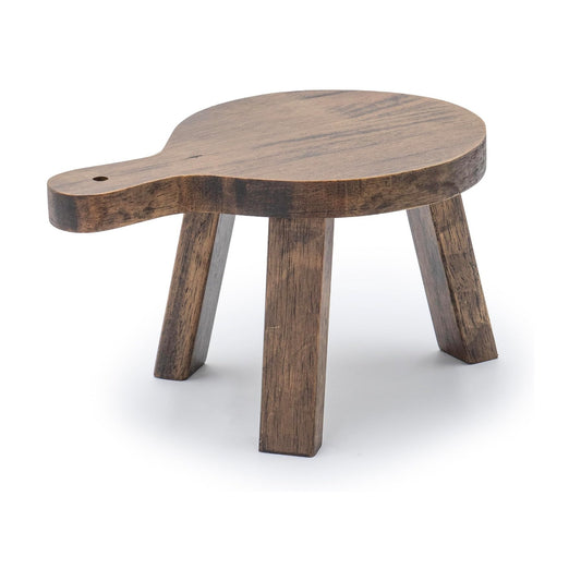 Tall Mini Round Boho Chic Tabletop Sustainable Rubberwood Stool Display Stand / 6 Inch