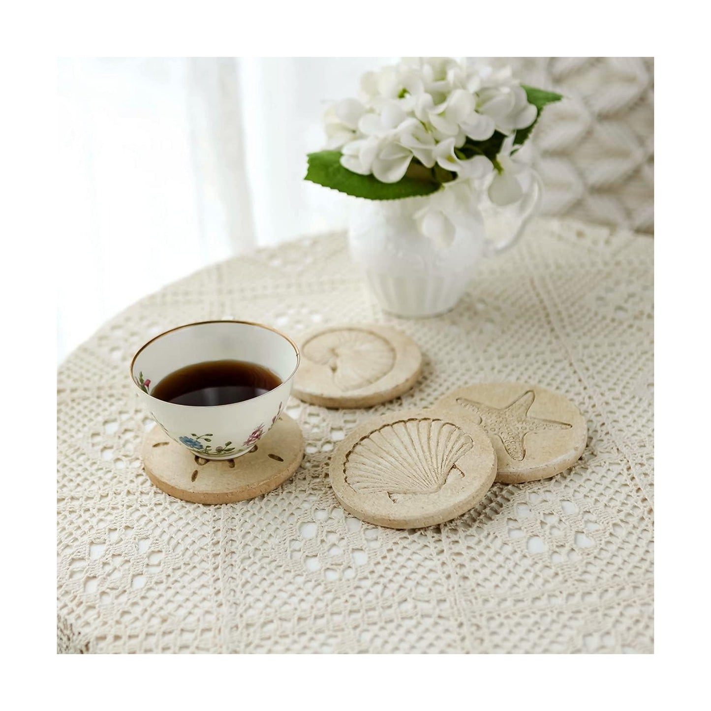 Nautical Outdoor Coasters / Seashell / Set of 4