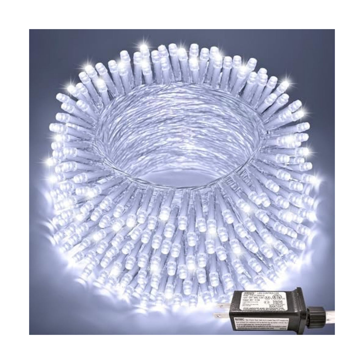 JMEXSUSS 66ft 200 LED White Christmas String Lights Indoor Outdoor Plug in