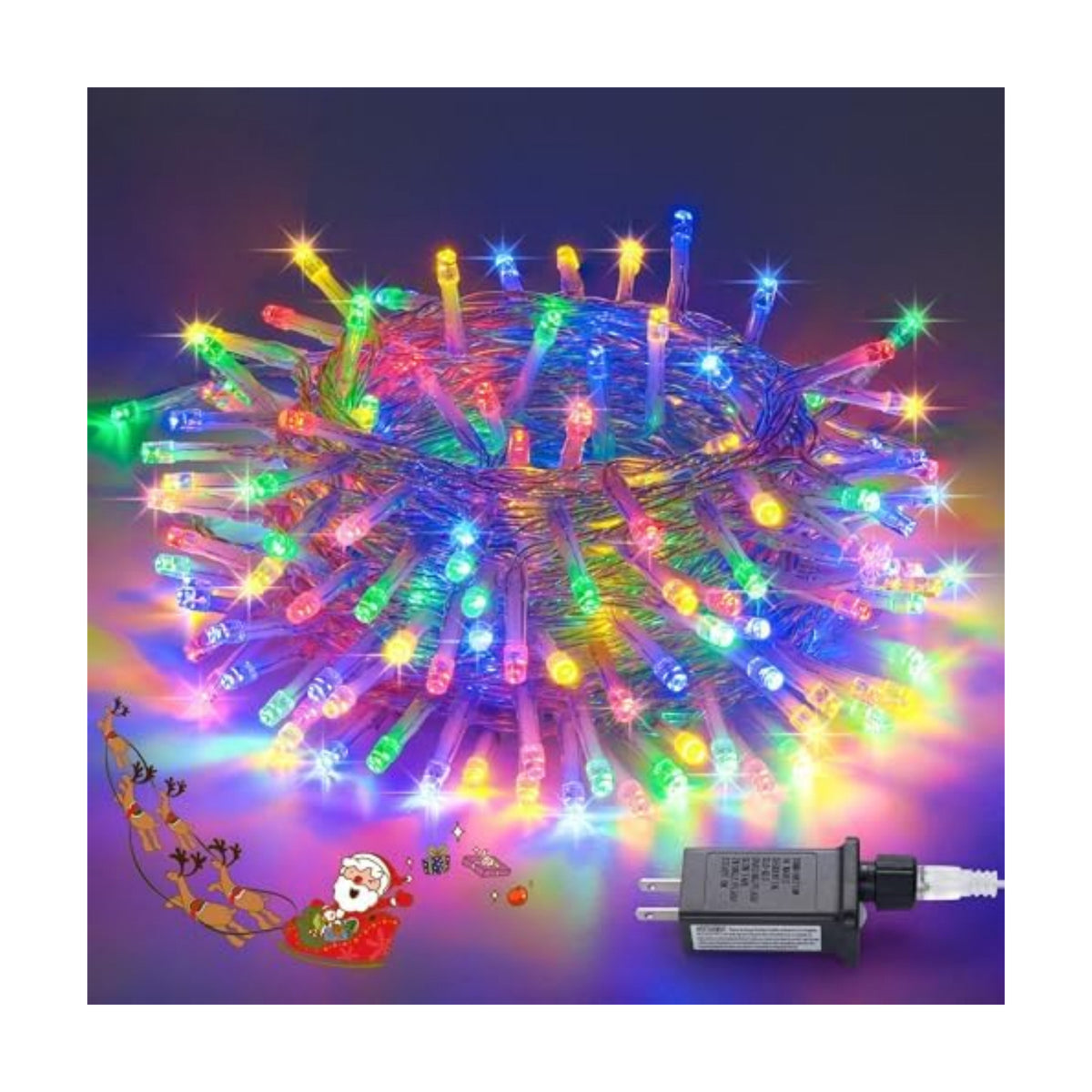JMEXSUSS 200 LED Multicolor Christmas Tree Lights Outdoor Indoor Clear Wire
