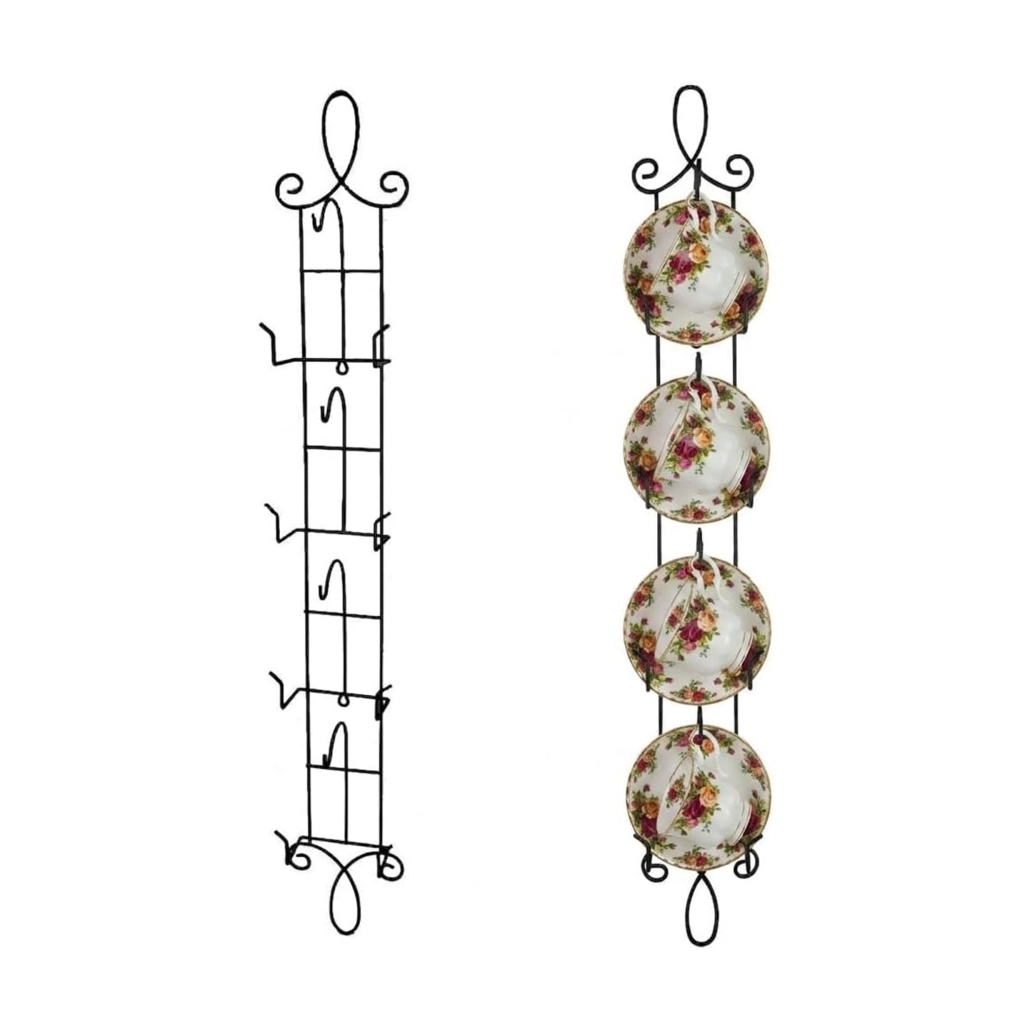 HOHIYA Wall Mount Tea Cup Rack 2 Pack Coffee Mug Organizer Black | Displays and organizes teacups, coffee mugs and