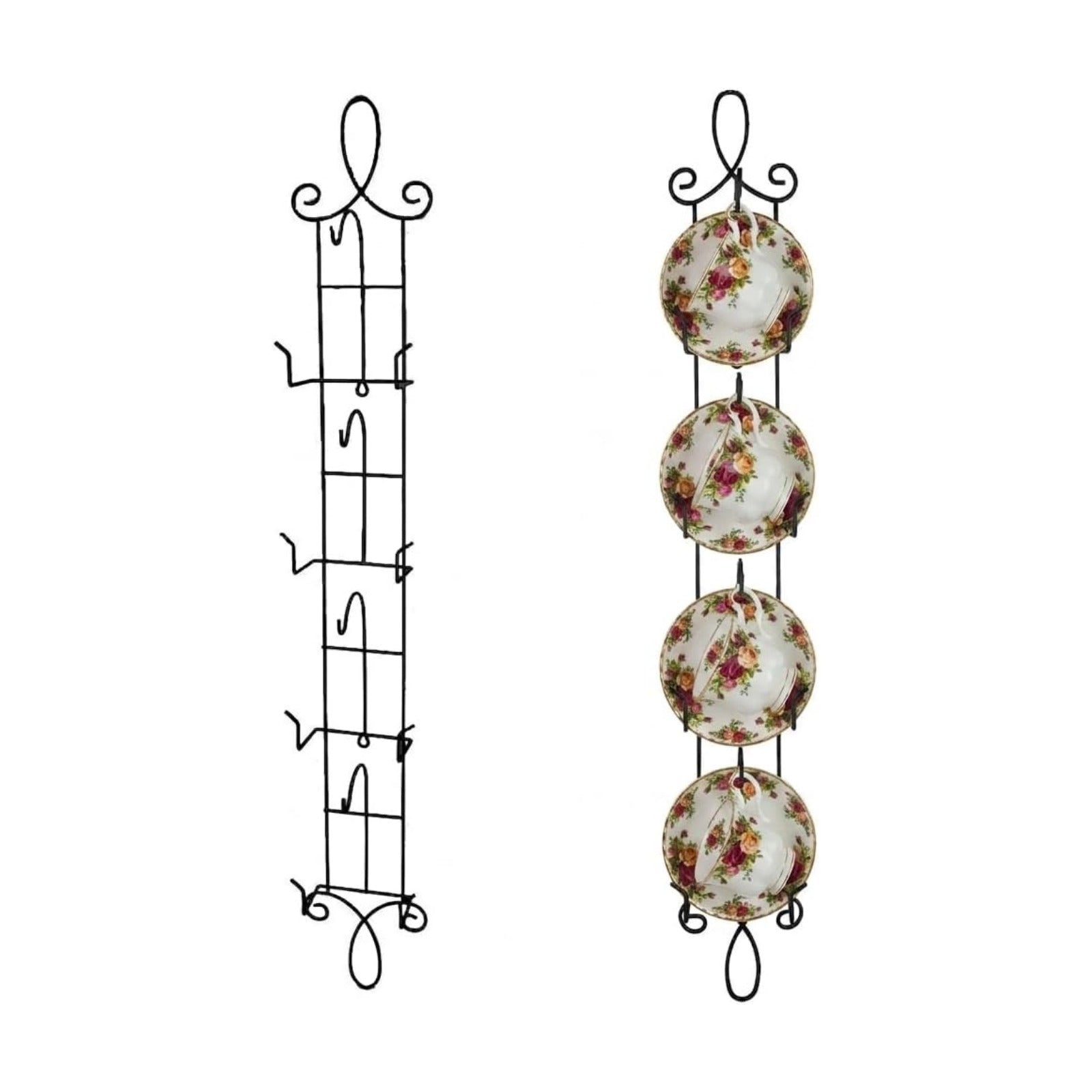 HOHIYA Wall Mount Tea Cup Rack 2 Pack Coffee Mug Organizer Black | Displays and organizes teacups, coffee mugs and