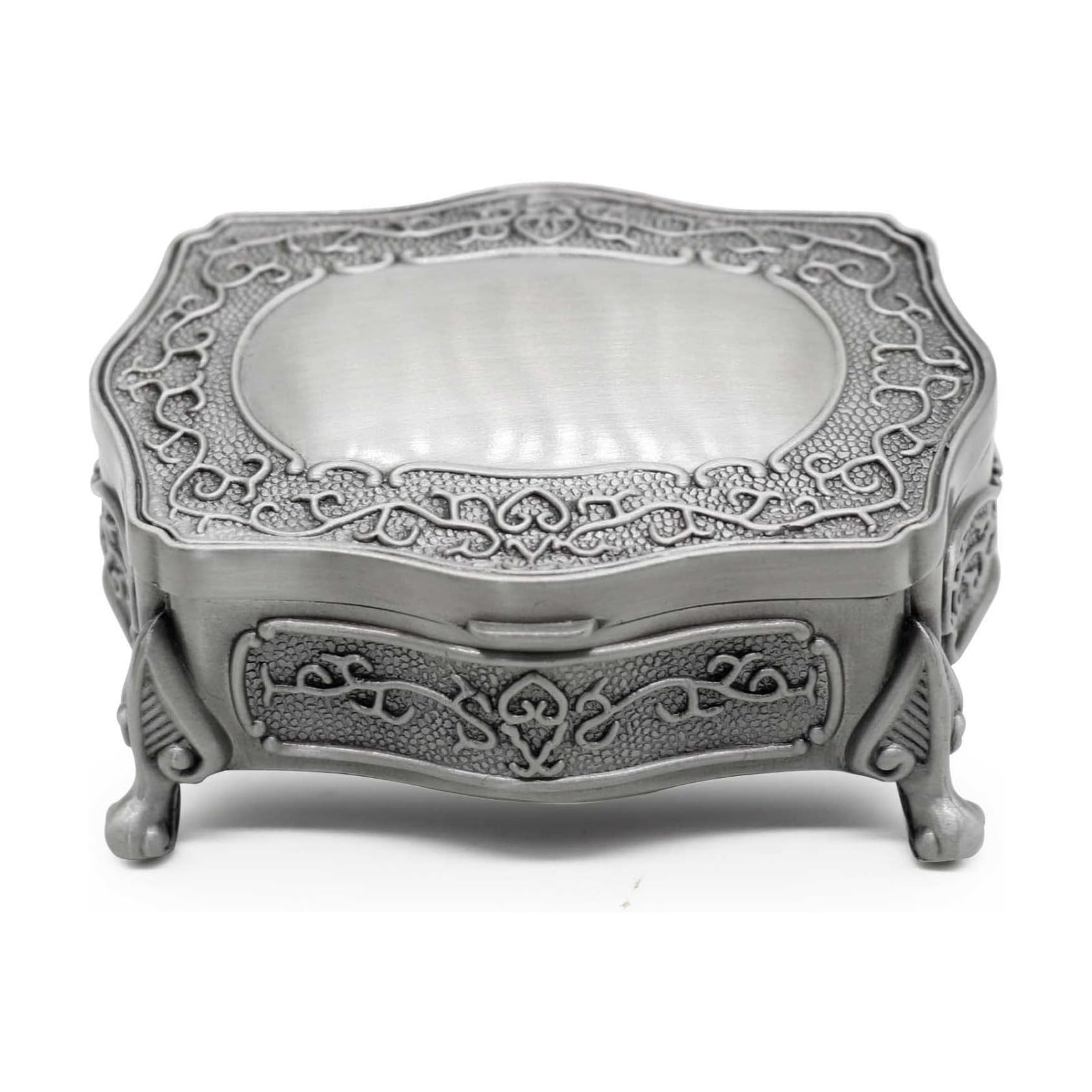 Rectangle Vintage Metal Jewelry Box Trinket Gift Box Chest Ring Case for Girls / Square / Small