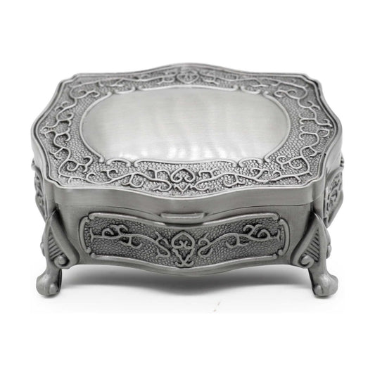 Rectangle Vintage Metal Jewelry Box Trinket Gift Box Chest Ring Case for Girls / Square / Small