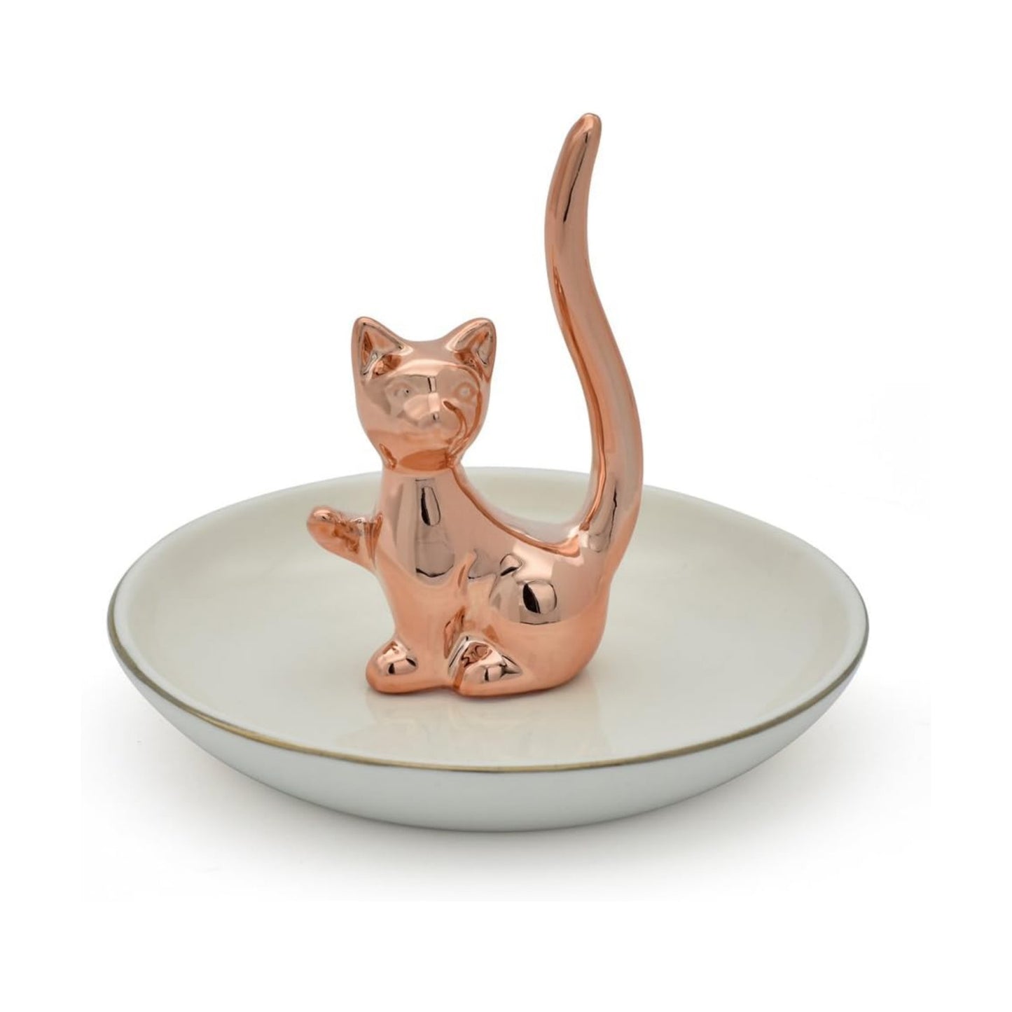 Rings Holder Jewelry Storage Dish Trinket Tray Decorative / One Size / Rose Gold Lucky Kitten
