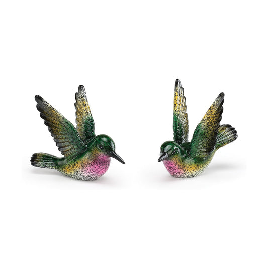 Napco Flying Hummingbird Speckled Resin Stone Garden Figurines / Green / 4 x 3