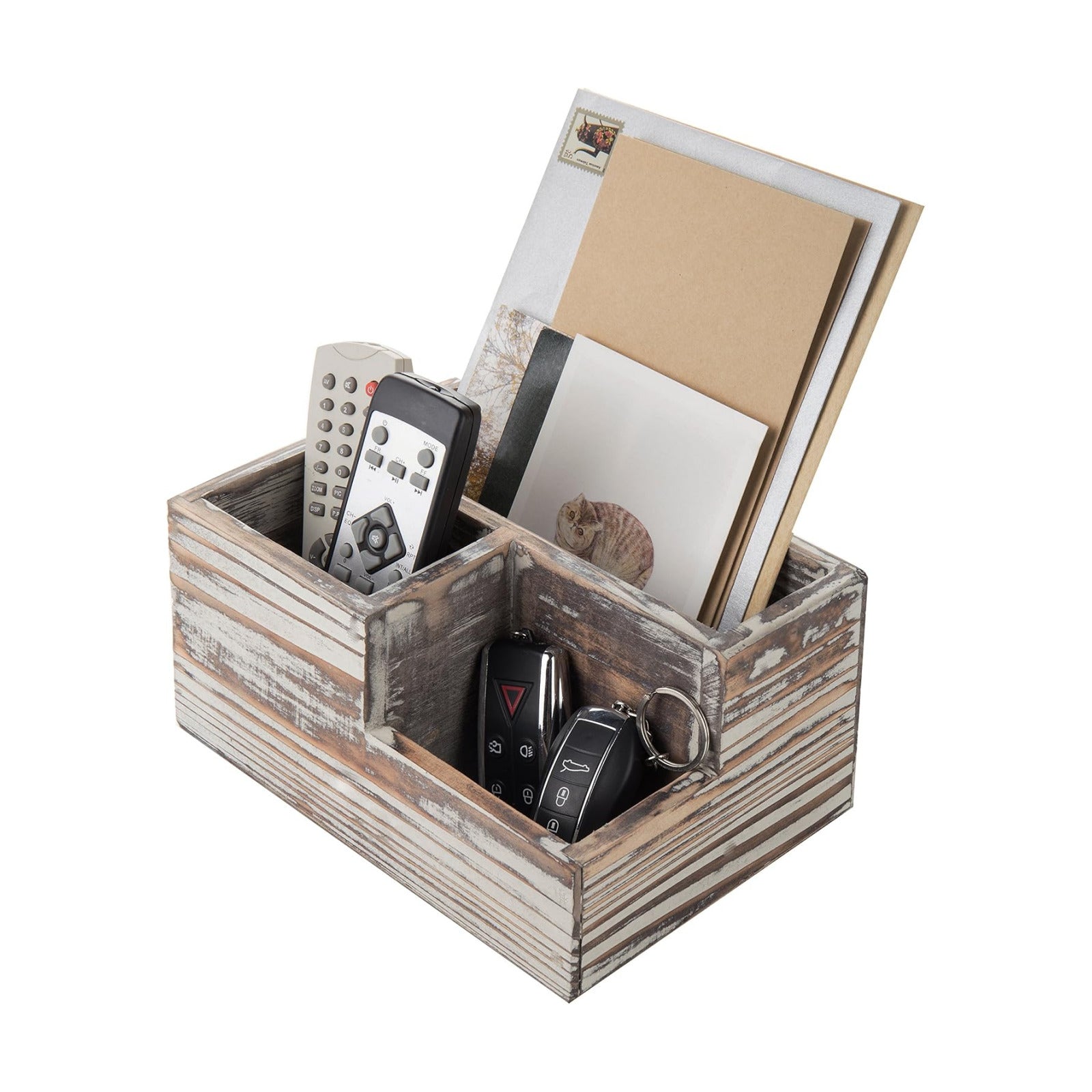 TV Remote Control Holder / Rustic Torched
