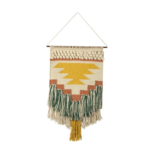 Gypsy Hand Woven Wall Hanging / 25"L x 14"W / Yellow / 14 x 25