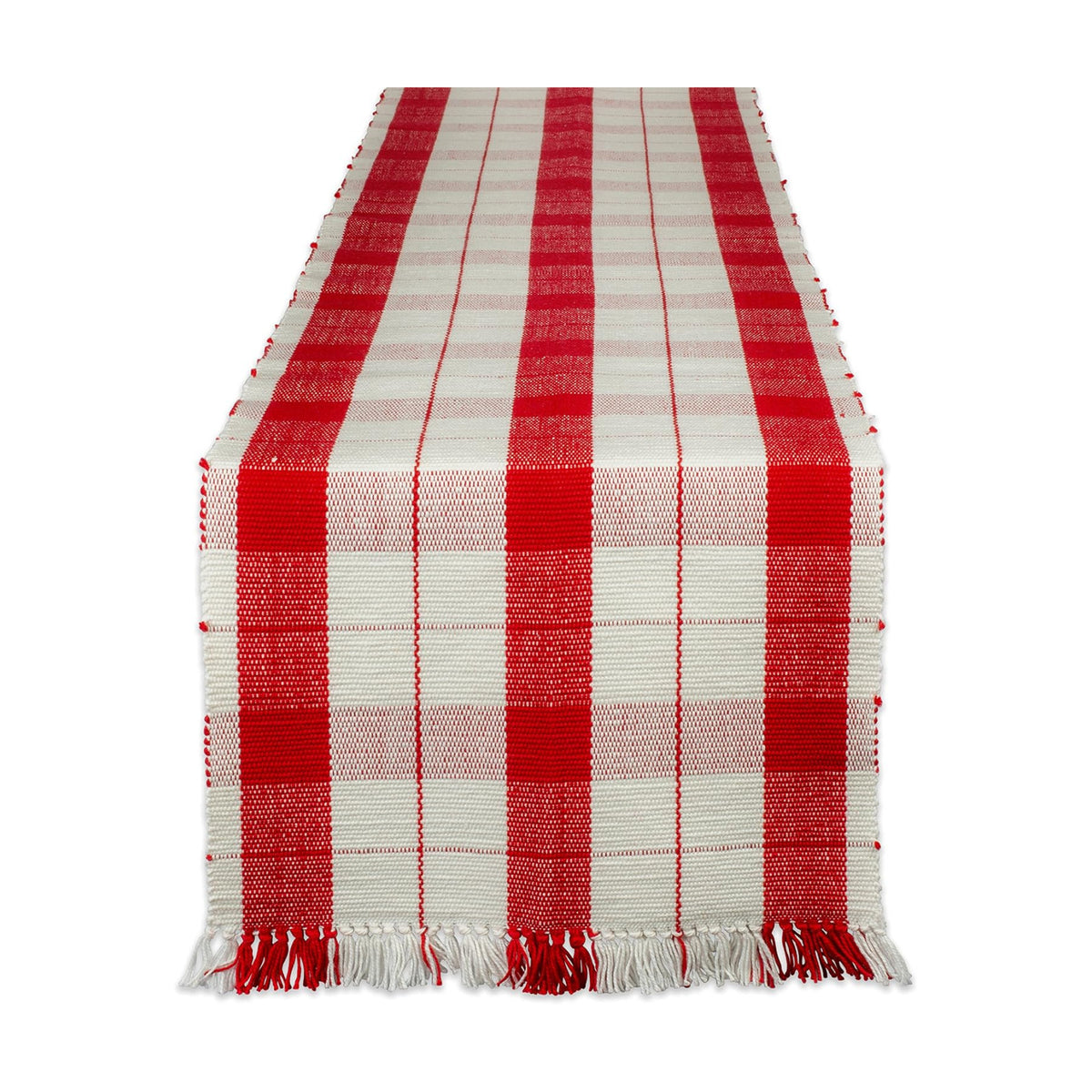 DII Christmas Basics Cotton Holiday Tabletop Collection, Table Runner, 13x72, Red Tinsel