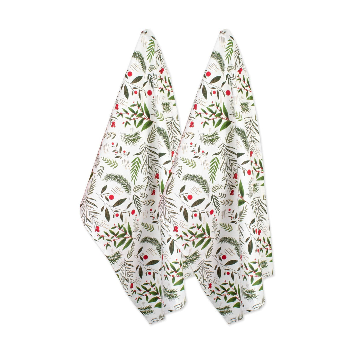 DII Christmas Kitchen Towel Set, Floral Tea Towels for Baking, Cleaning, Entertainment & Cooking, 18x28, Holiday Sprigs, 2 Piece