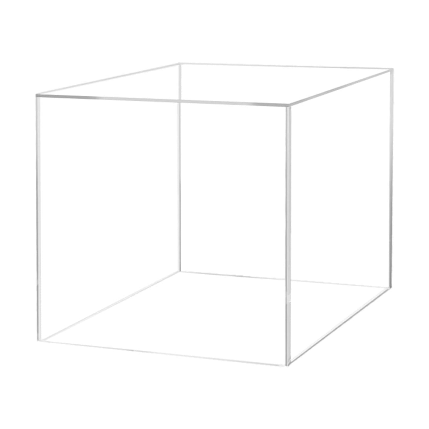 12" Acrylic Display Riser Box with One Open Side No Lid Versatile Clear Glossy Square Lucite Retail Product Platform or