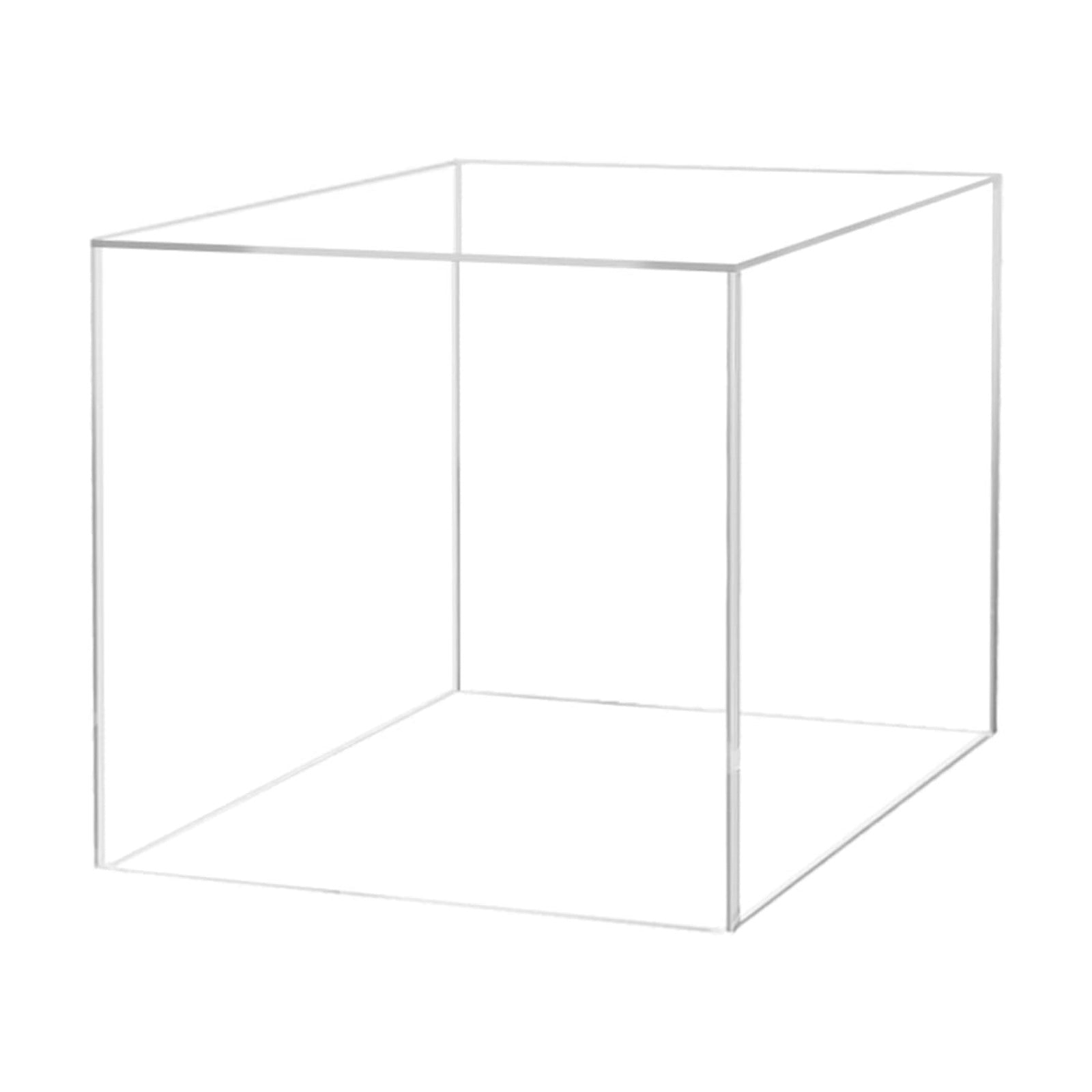 12" Acrylic Display Riser Box with One Open Side No Lid Versatile Clear Glossy Square Lucite Retail Product Platform or
