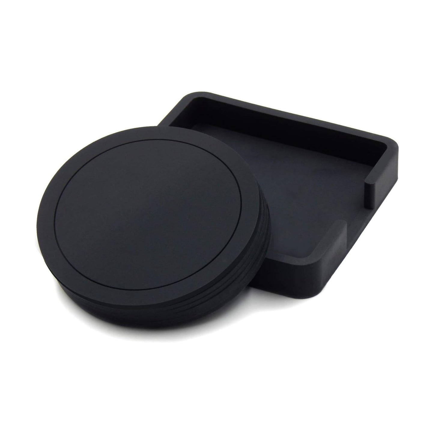 Holder Set / TOSSOW Silicone Coasters for Drinks / Black / Round / Set of 6