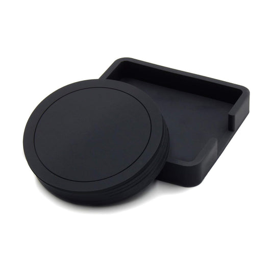 Holder Set / TOSSOW Silicone Coasters for Drinks / Black / Round / Set of 6