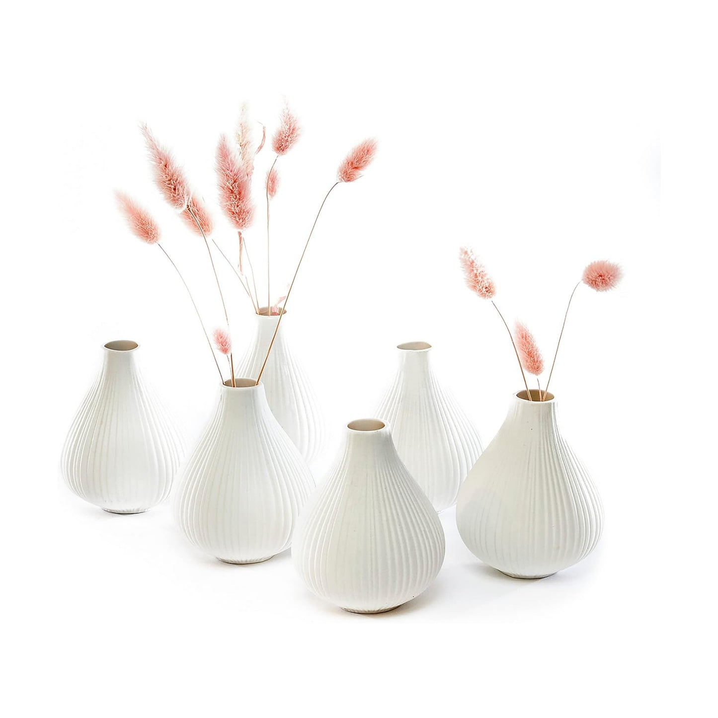 ‘Frost’ Ceramic Flower Vase / White / Set of 6