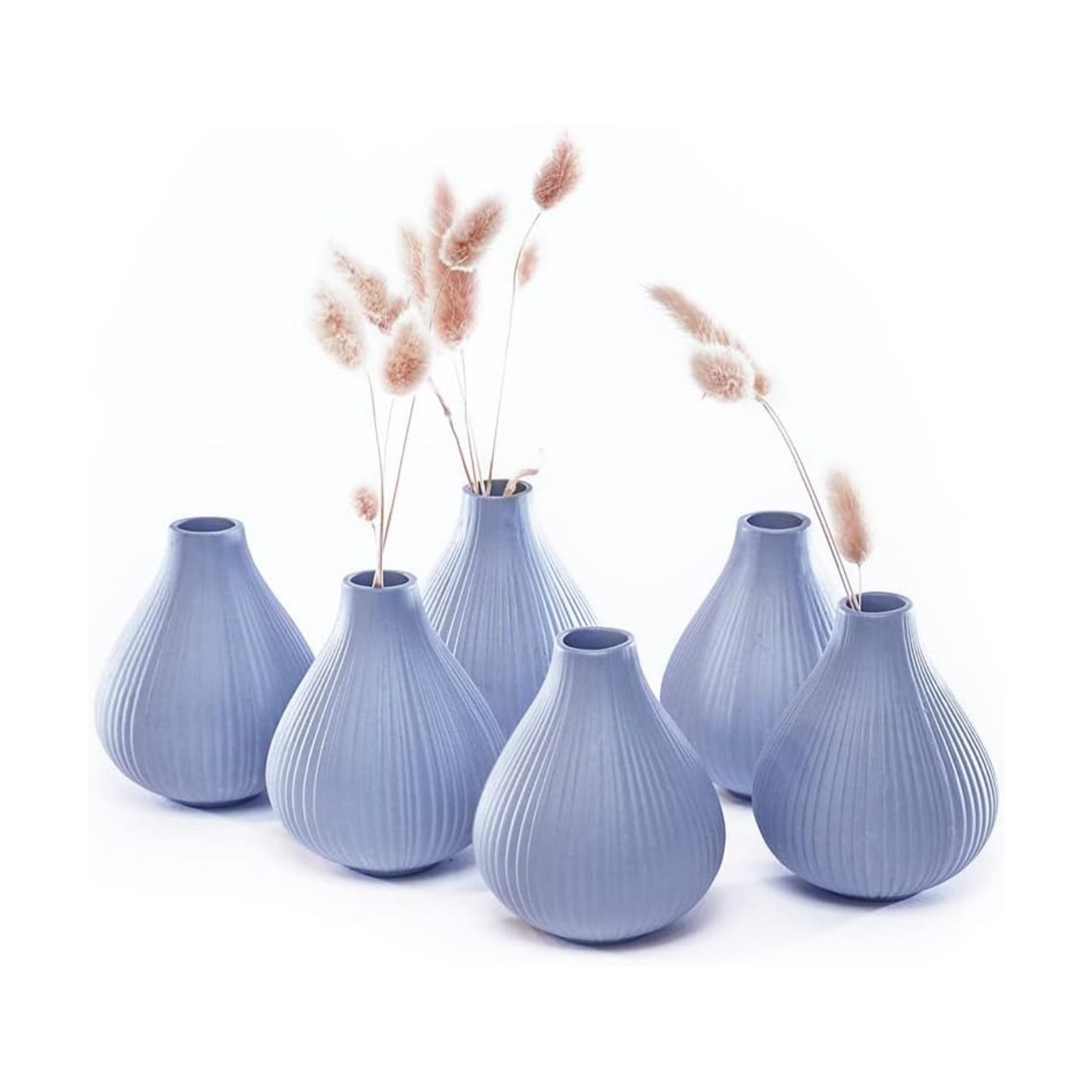 ‘Frost’ Ceramic Flower Vase / Blue Gray / Set of 6
