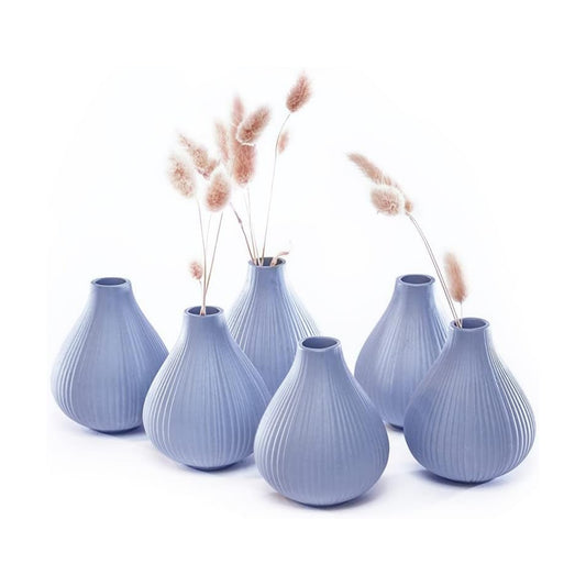 ‘Frost’ Ceramic Flower Vase / Blue Gray / Set of 6