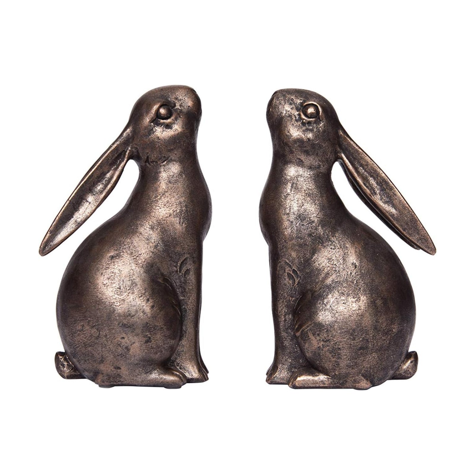 Decorative Resin Rabbit Bookends / Bronze Color
