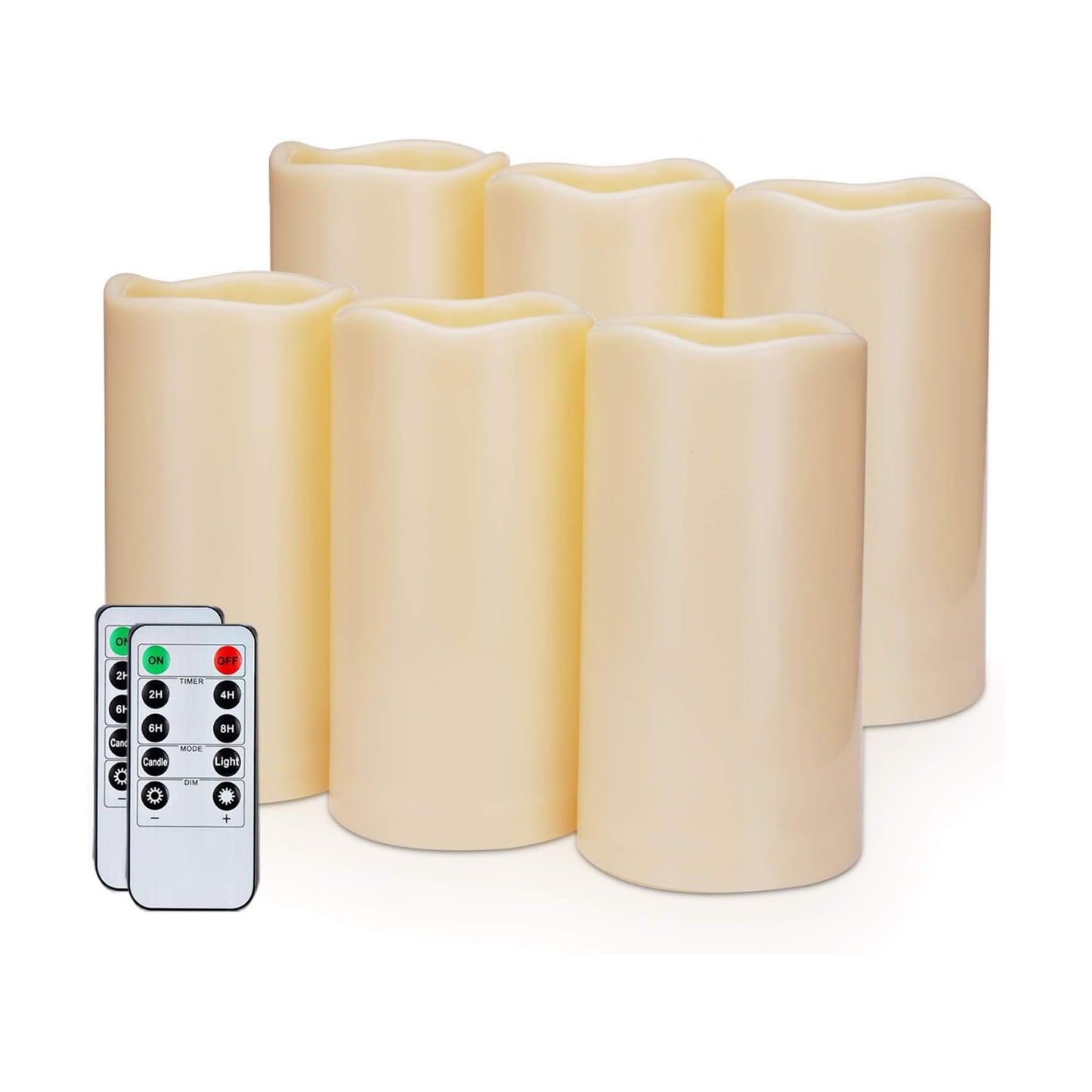 Amagic 3" x 6" Outdoor Waterproof Flameless Candles, Battery Operated Candles with Remote and Timer, Flickering
