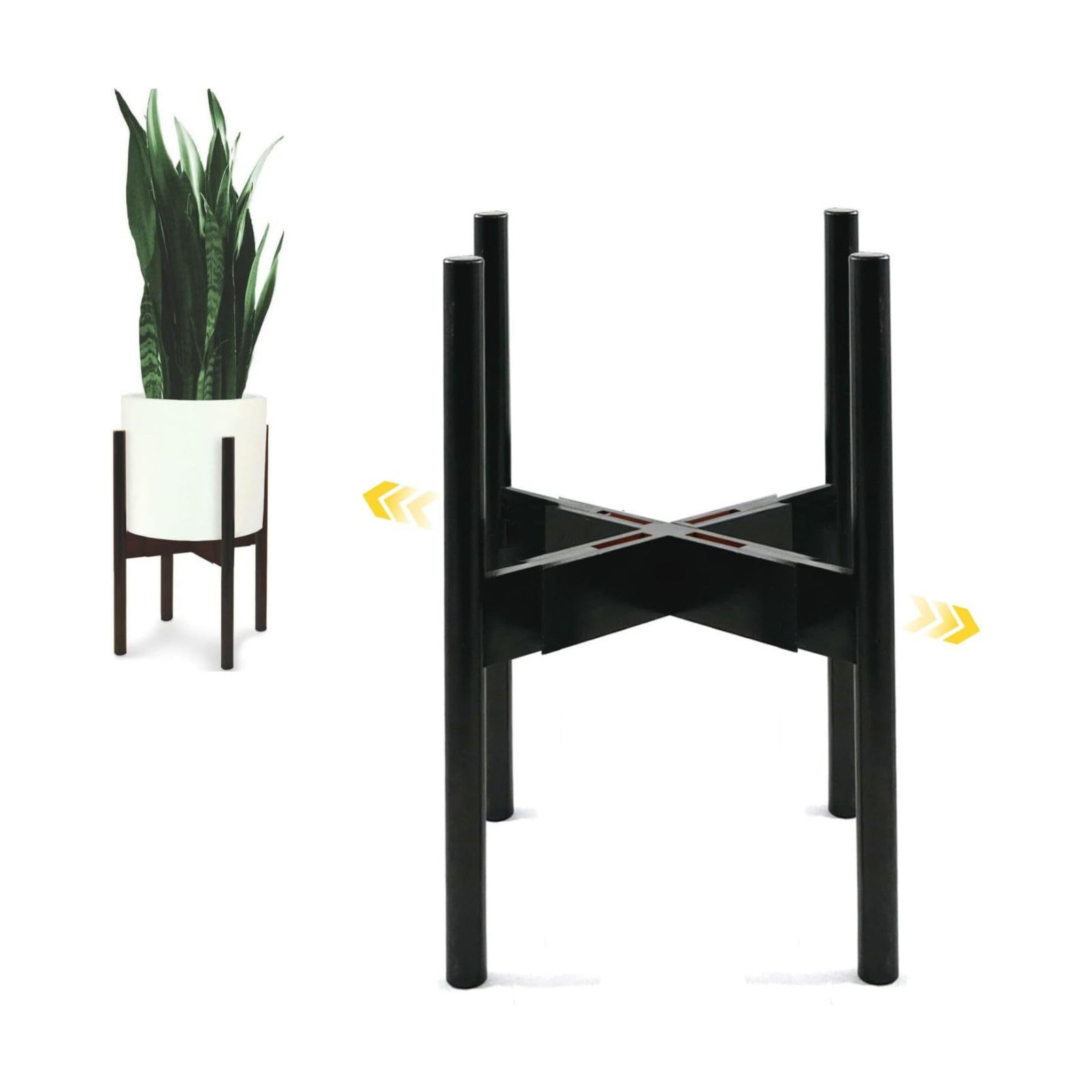 Fox & Fern Adjustable Plant Stand Indoor — 8 to 12 Inch Premium Mid Century Bamboo Plant Stand with Adjustable Width;