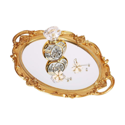 Serving Tray / Makeup Organizer / Gold / 9.8 x 14.6