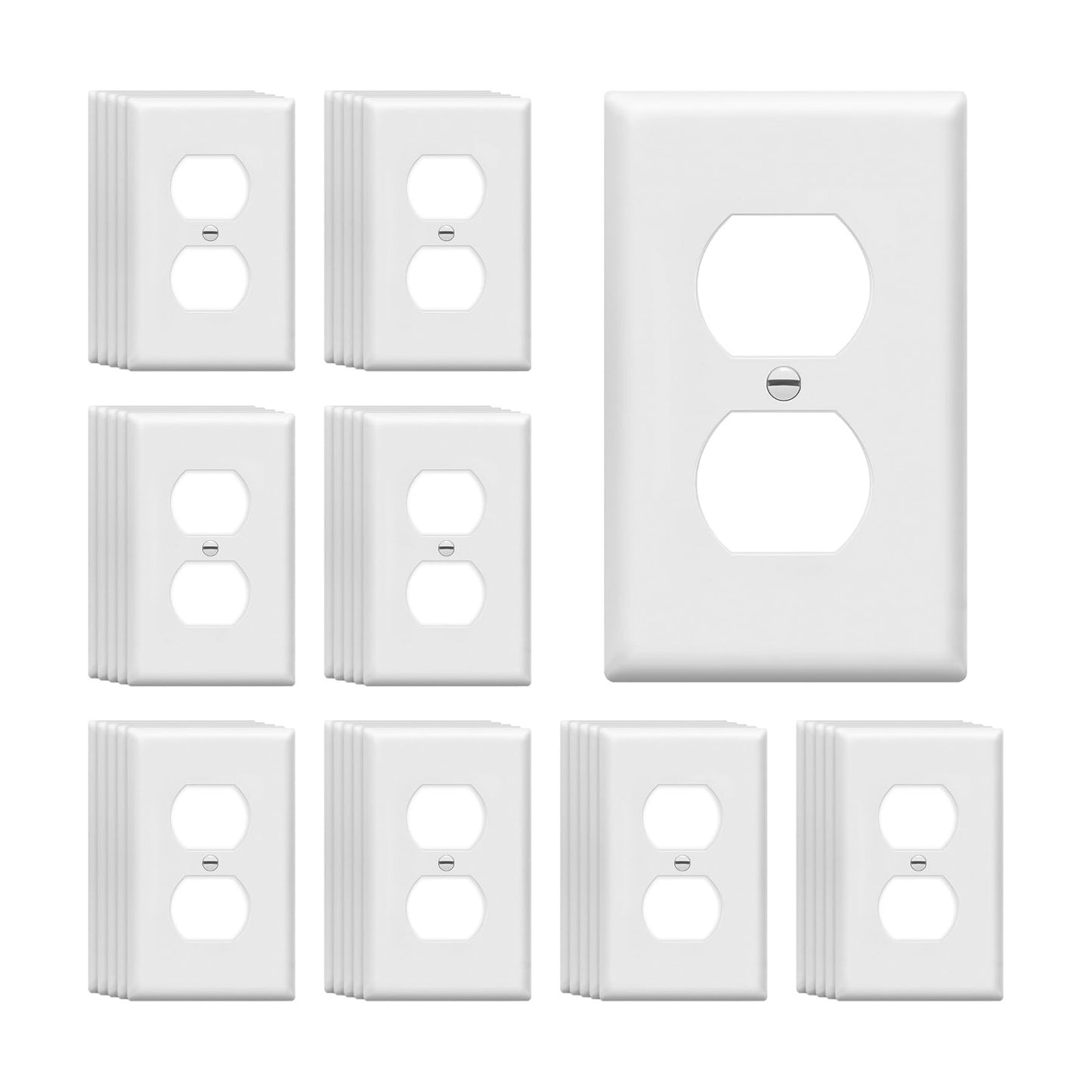 ENERLITES 40 Pack Outlet Covers Wall Plate for Duplex Receptacle, White | Unbreakable polycarbonate, standard size