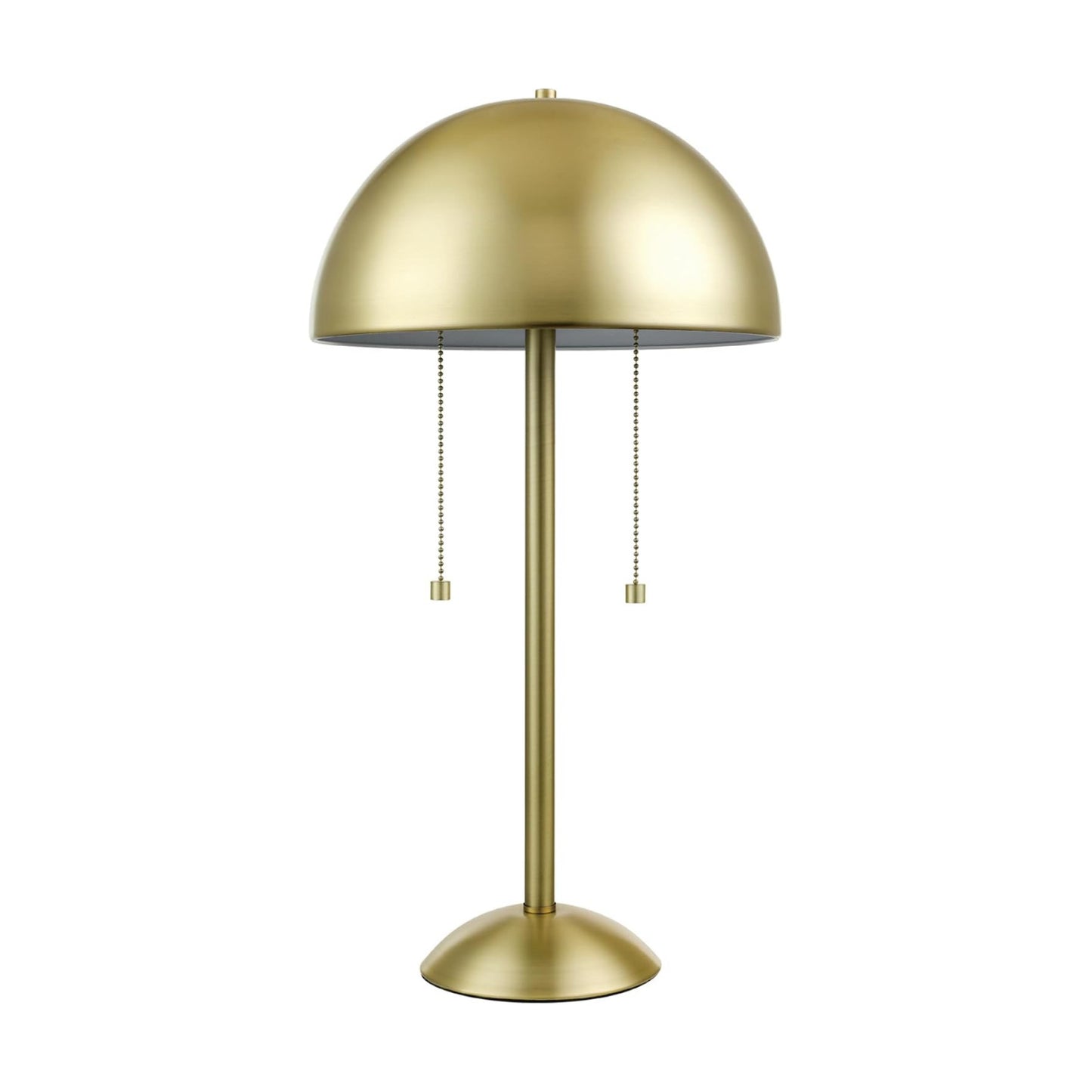 Novogratz x Globe 21" 2-Light Matte Brass Table Lamp | 2-Light Gold Dome Shade, Double Pull Chain, Mid-Century Modern