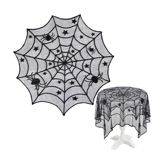 40-Inch Spider Web Table Cloth, Round Halloween Tablecloth for Party Decor