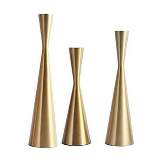 Set of 3 Brass Gold Metal Taper Candle Holders Candlestick Holders, Vintage & Modern Decorative Centerpiece Candlestick