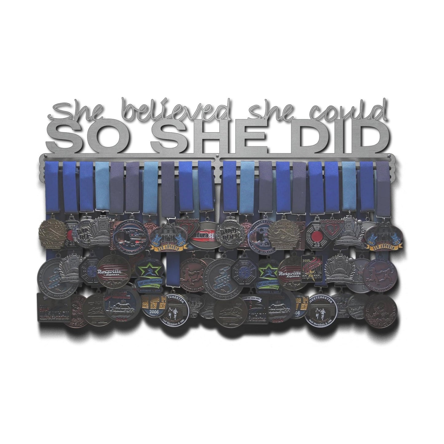 Allied Medal Hangers - She Believed She Could So She Did (Text Only): Awards Display Rack Holder - Multiple Size