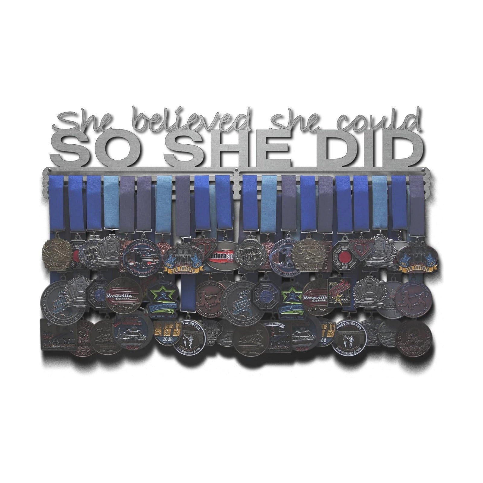 Allied Medal Hangers - She Believed She Could So She Did (Text Only): Awards Display Rack Holder - Multiple Size