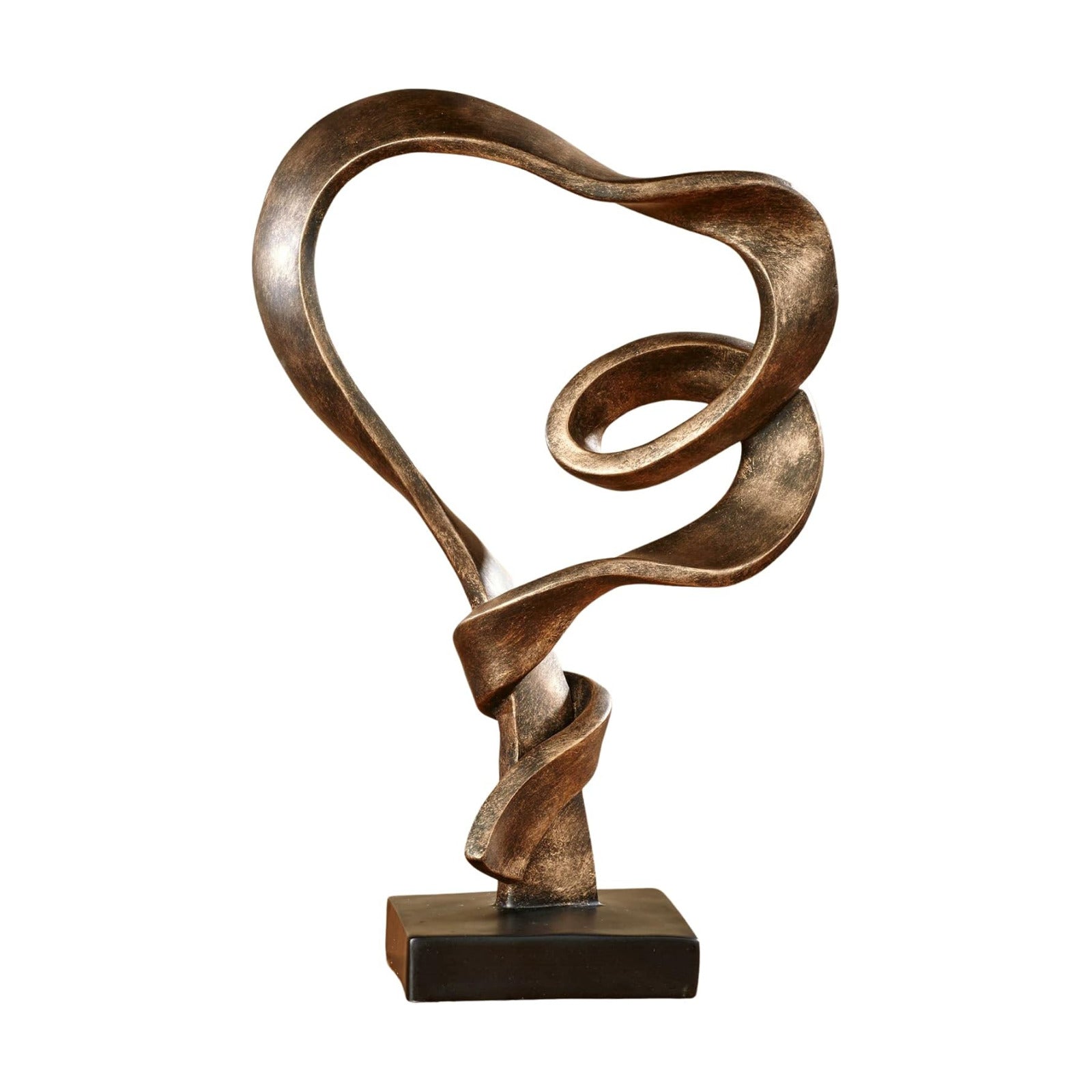 Love Statue / Resin Abstract Heart Design / Antique Gold