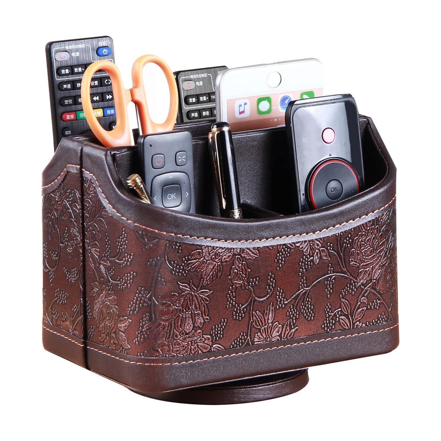 Leather 360°Rotatable Remote Control Holder / 1 Retro