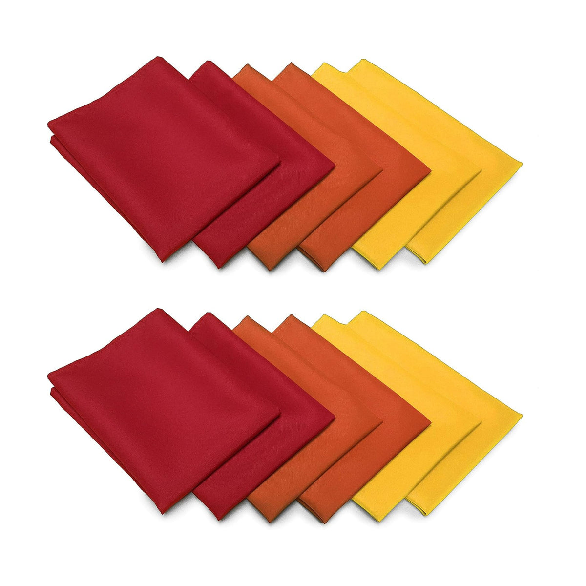 TableLinensforLess Thanksgiving/Fall Cloth Napkin Sets (12 Pack, Gold/Burnt Orange/Red)