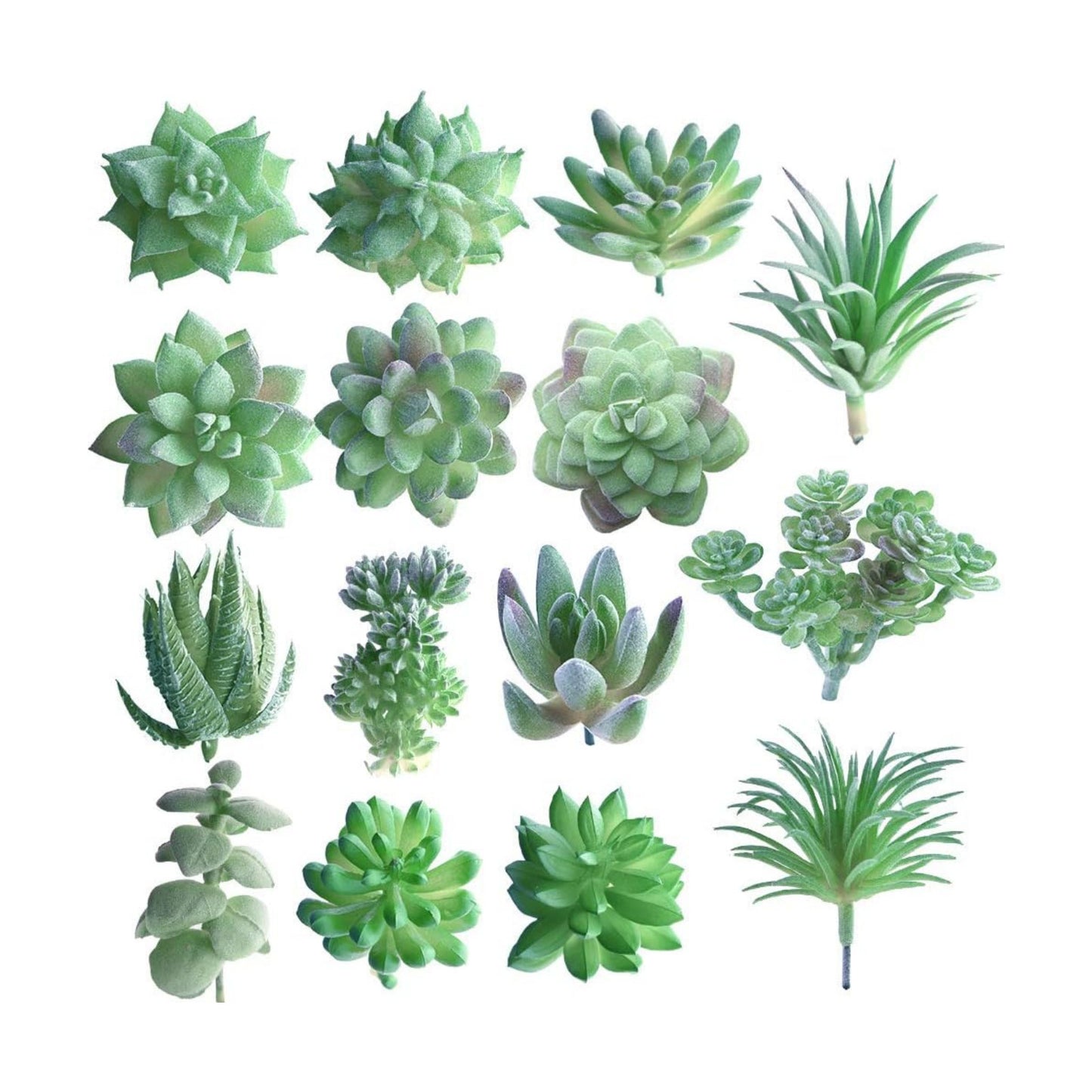 Artificial Succulent Plants Unpotted Faux Flower Succulents Mini Echeveria Picks / Green / Set of 15