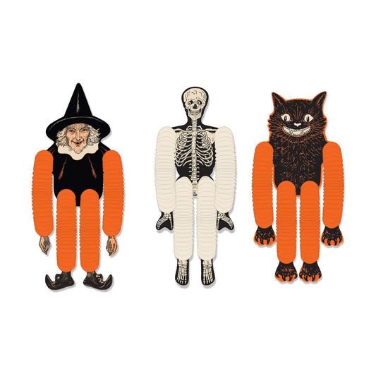 Beistle Vintage Halloween Tissue Dancers 3 Piece, 14", Multicolored