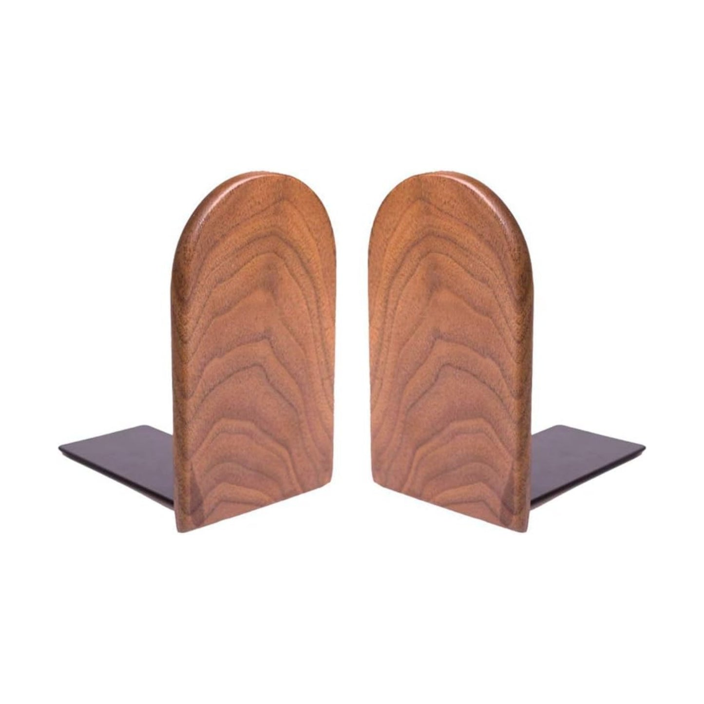 Wood Bookends / Office Book Stand / Walnut A-1 Pair / Black