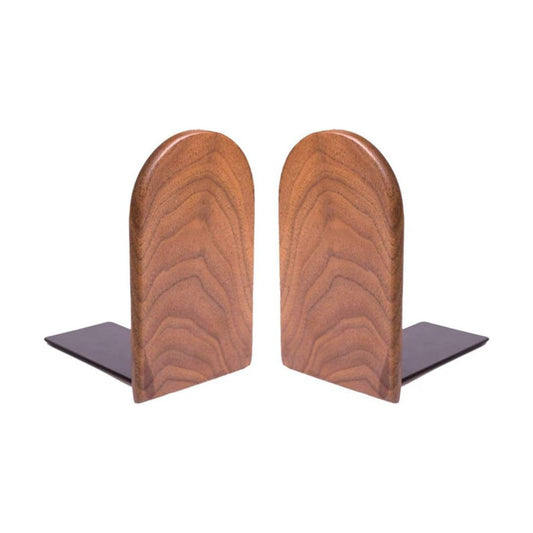 Wood Bookends / Office Book Stand / Walnut A-1 Pair / Black