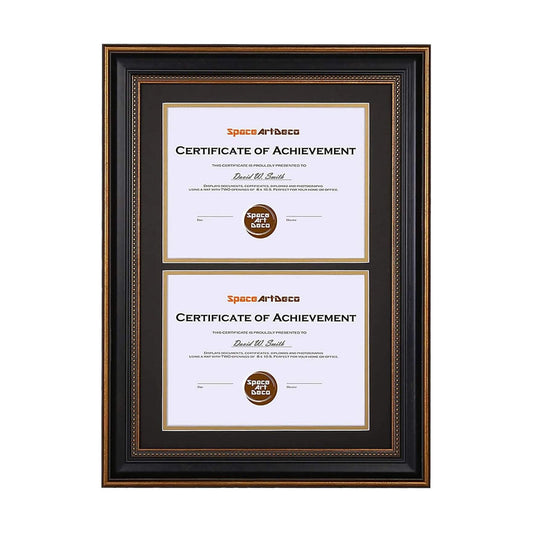 14x20 Double Diploma Frame Holds Two 8.5x11,2-Certificate/Degree Frame | Includes real glass,build-in hangers,black
