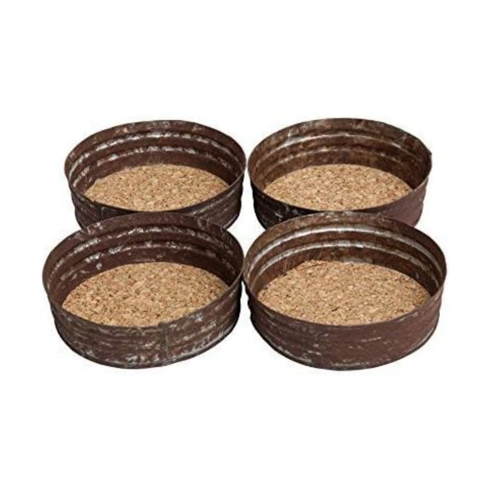 Rustic Mason Jar Lid Cork Coasters Handmade Galvanized Iron Coasters / Distressed Brown / Set of 4