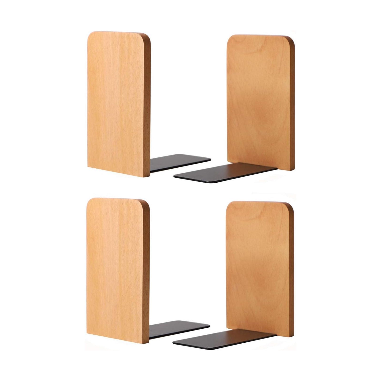 Heavy Duty Wooden Bookend Support for Books and Movies Beech 2 / Beech-2 Pairs