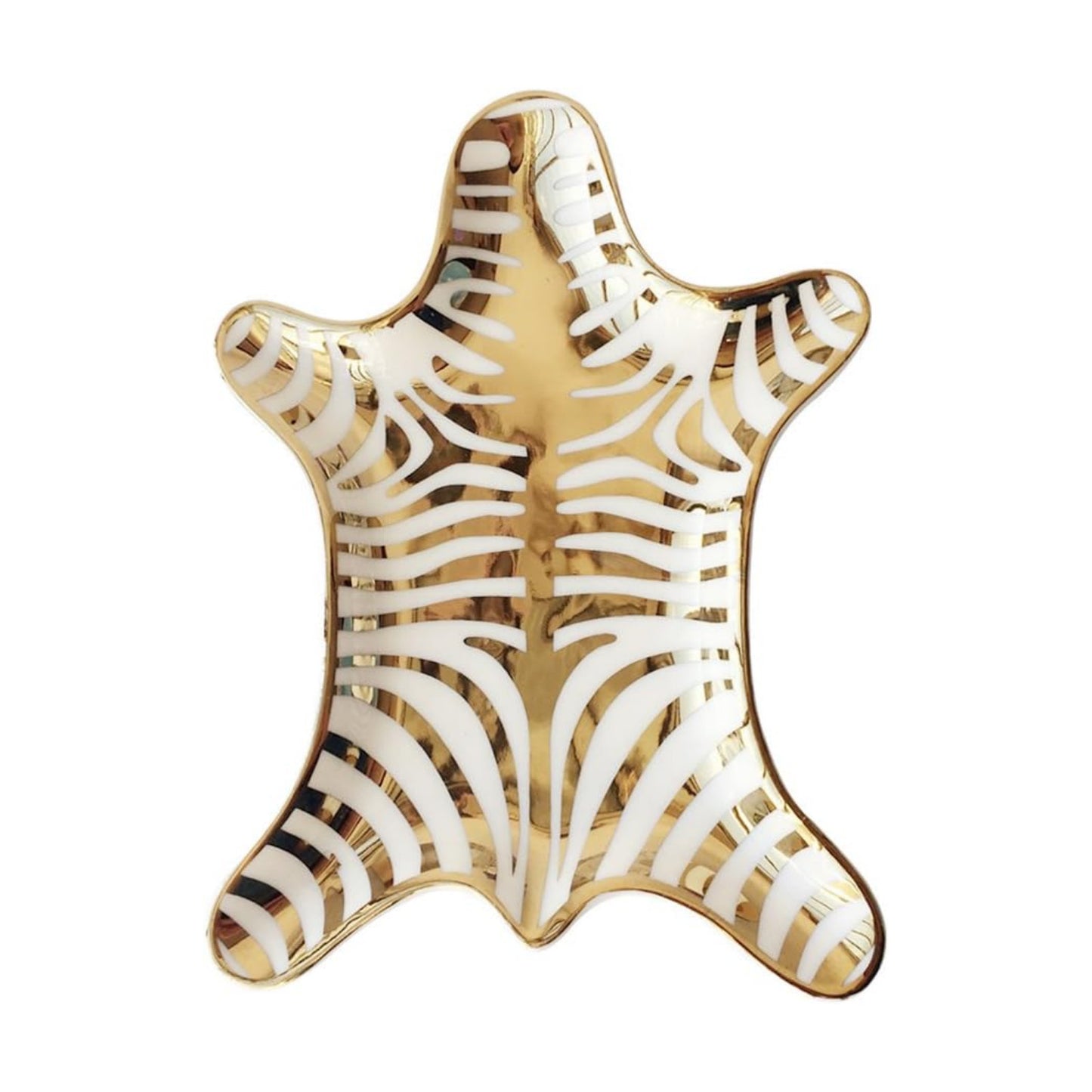 Zebra Stripe Jewelry Tray Ceramic Dishes Plate Gilded 5.9 / Gold
