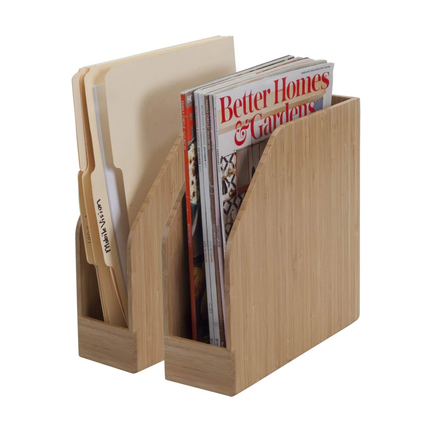 MobileVision Bamboo Vertical File Folder Holder & Office Product Organizer, Store Files, Magazines, Notepads, Books and