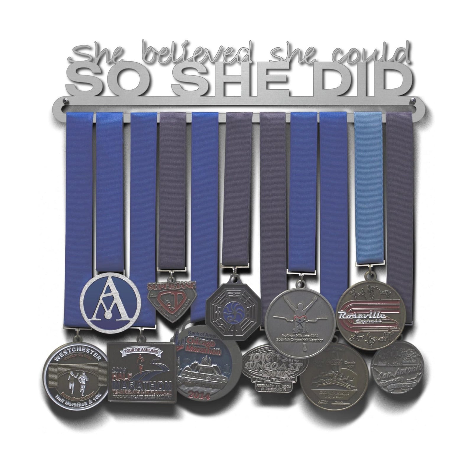 Allied Medal Hangers - She Believed She Could So She Did (Text Only): Awards Display Rack Holder - Multiple Size