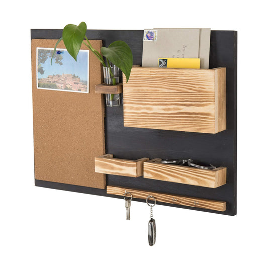 Wall Mounted Dual Tone Solid Wood Entryway Organizer / 25 x 19